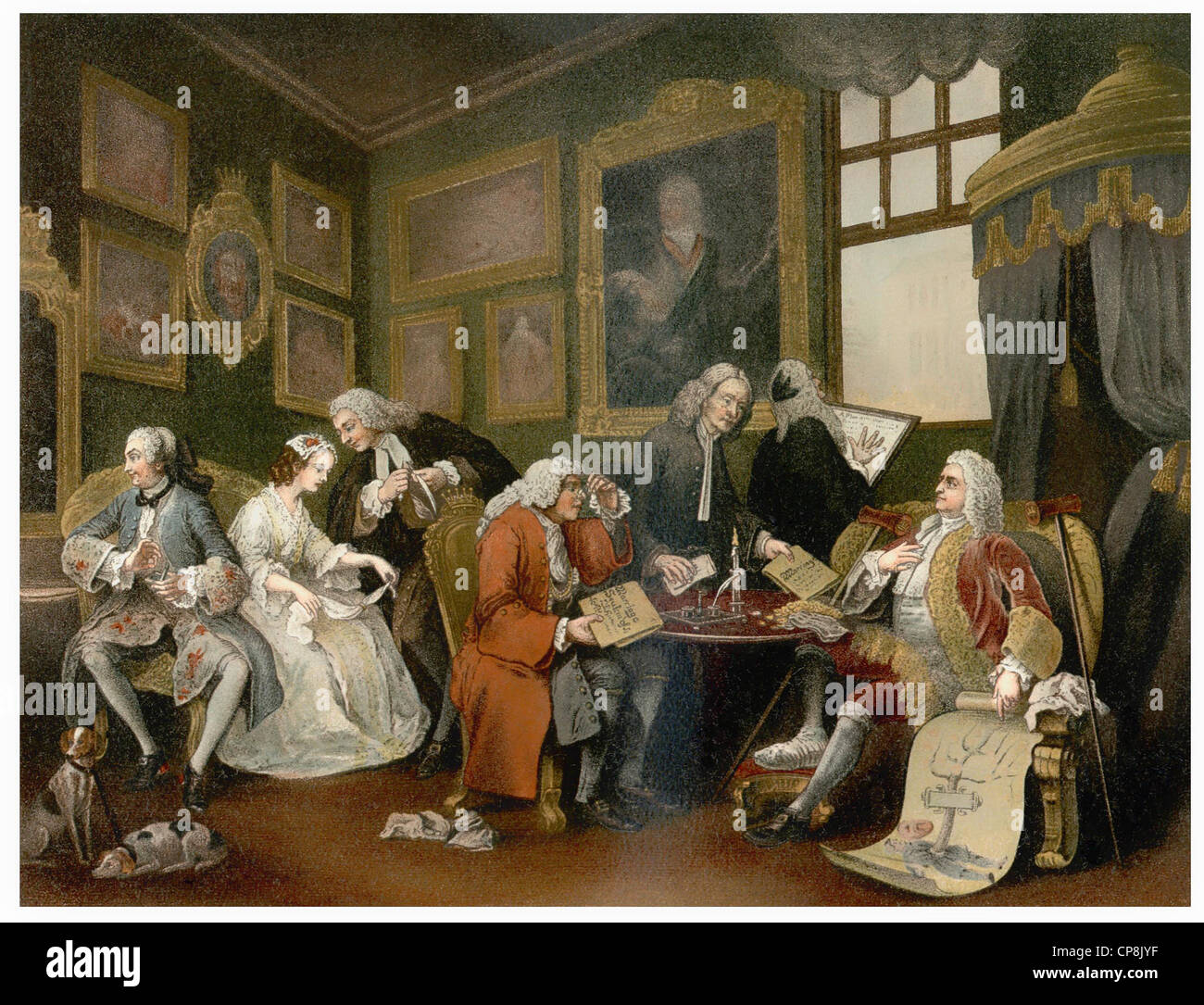 Illustration historique après le contrat de mariage, 1743, par William Hogarth, 1697 - 1764, un peintre anglais de critique sociale Banque D'Images