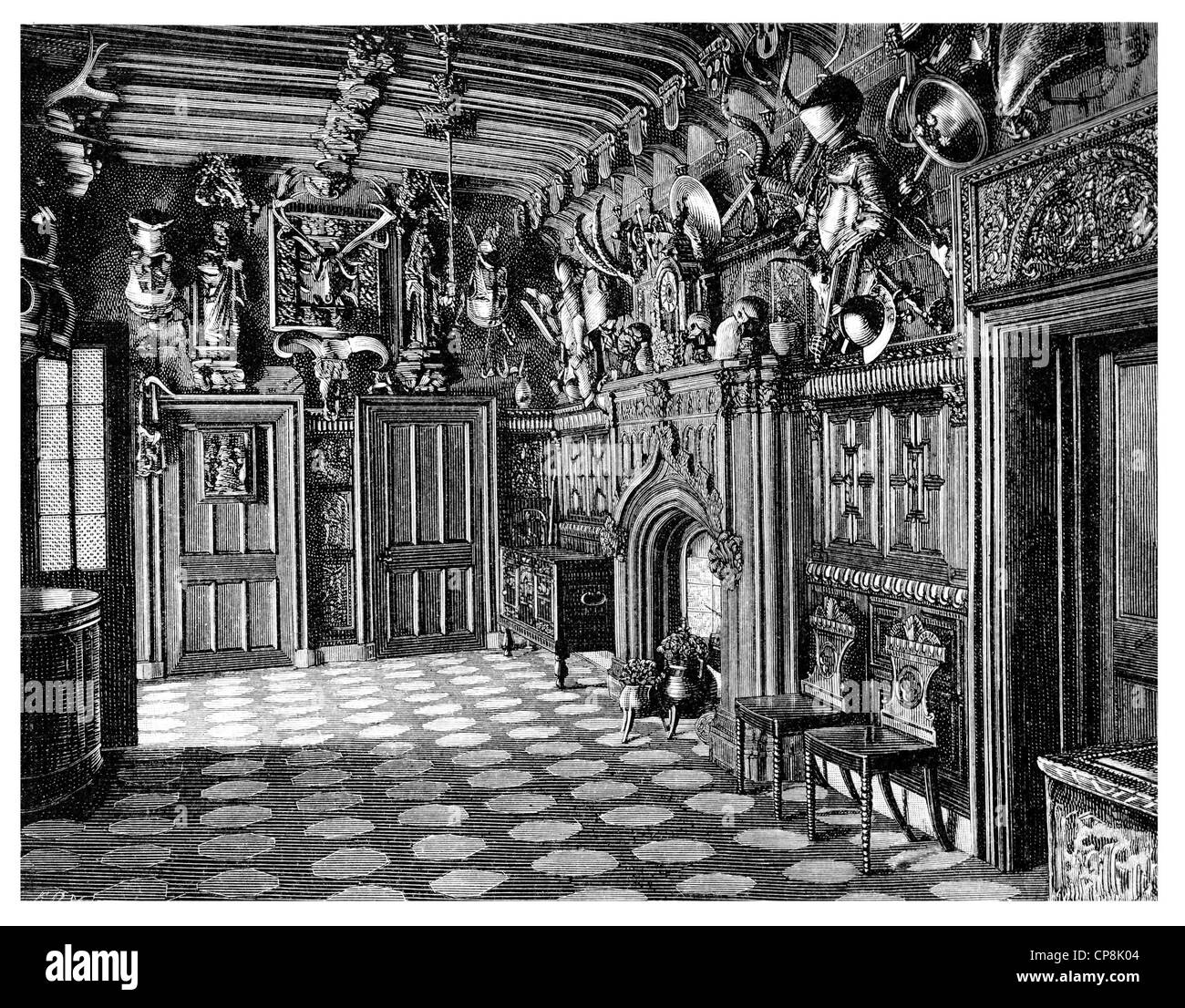 Le hall d'entrée du manoir de Abbotsford House, Melrose, l'Écosse, par Sir Walter Scott, 1er baronnet d'Abbotsford, 1771 - 18 Banque D'Images