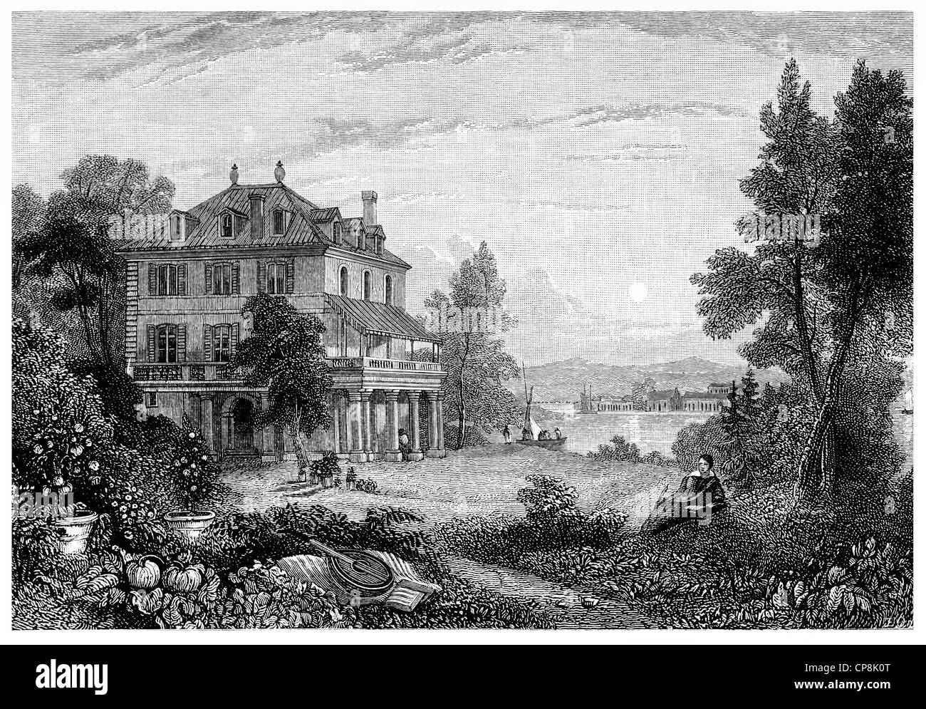 Villa Diodati, un domaine sur le Lac Léman à Cologny, un résident de George Gordon Noel Byron, 6e baron Byron de Rochdale, Colo. Banque D'Images