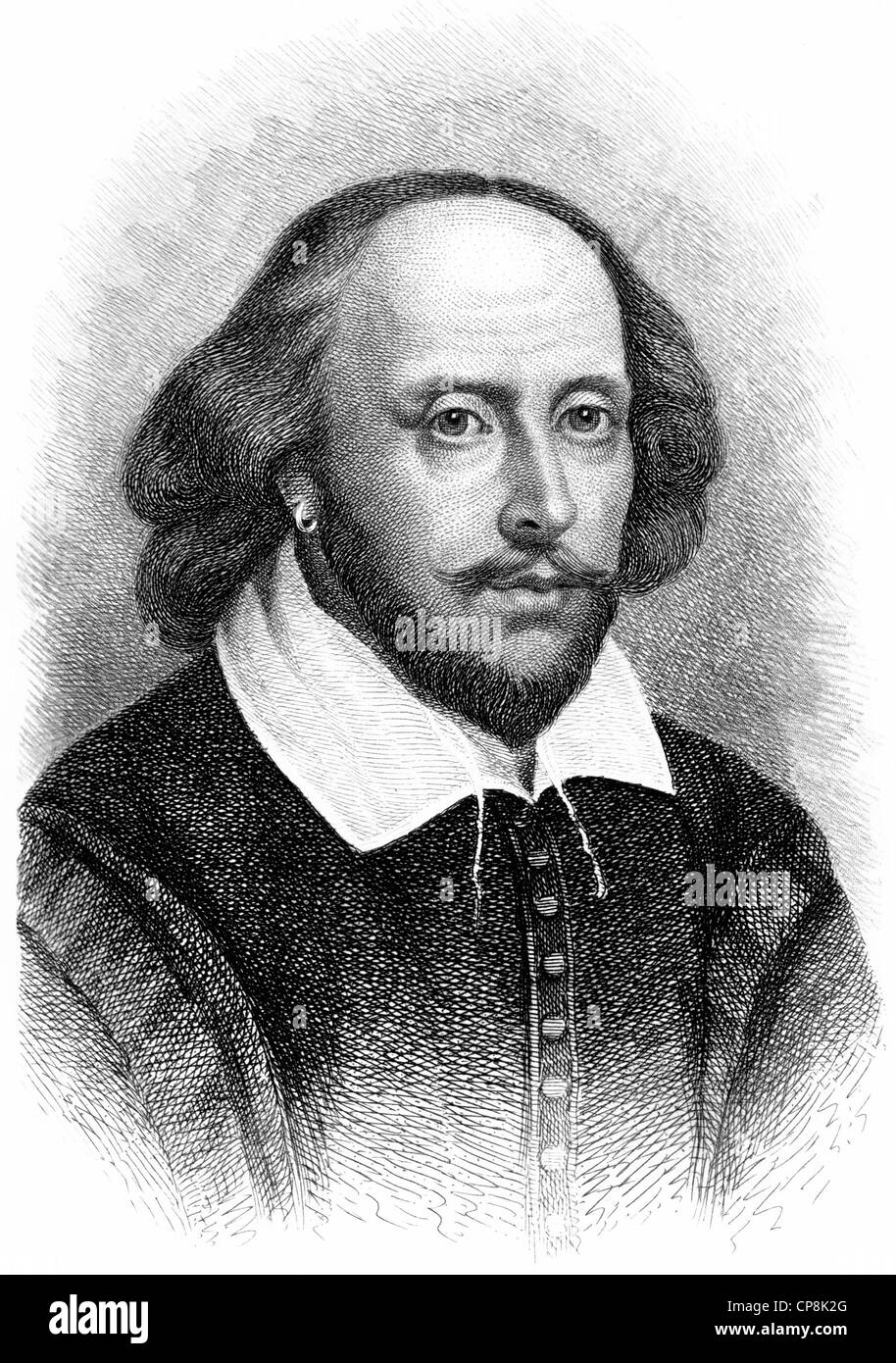 William Shakespeare, 1564 - 1616, un dramaturge, poète et comédien, Historischer, Kupferstich Portrait von William Shakespe Banque D'Images