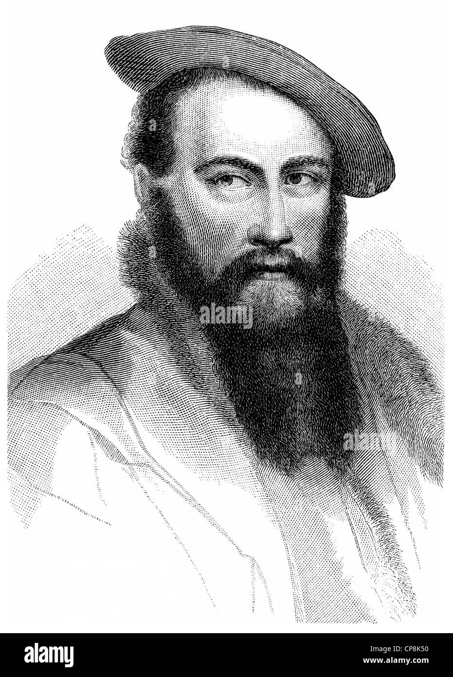 Sir Thomas Wyatt, 1503 - 1542, un poète anglais, Historische Mischtechnik aus dem 19. Jahrhundert, Portrait von Sir Thomas Wyatt, 15 Banque D'Images