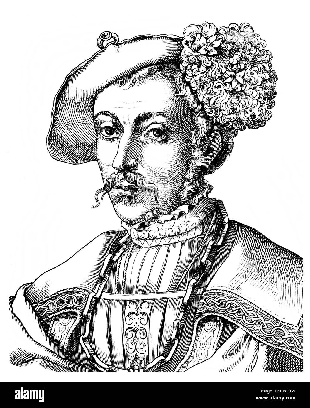 Philippe I, la magnanimité, de la maison de Hesse, 1504 - 1567, landgrave de Hesse, Historische Mischtechnik aus dem 19. Jahrhunde Banque D'Images