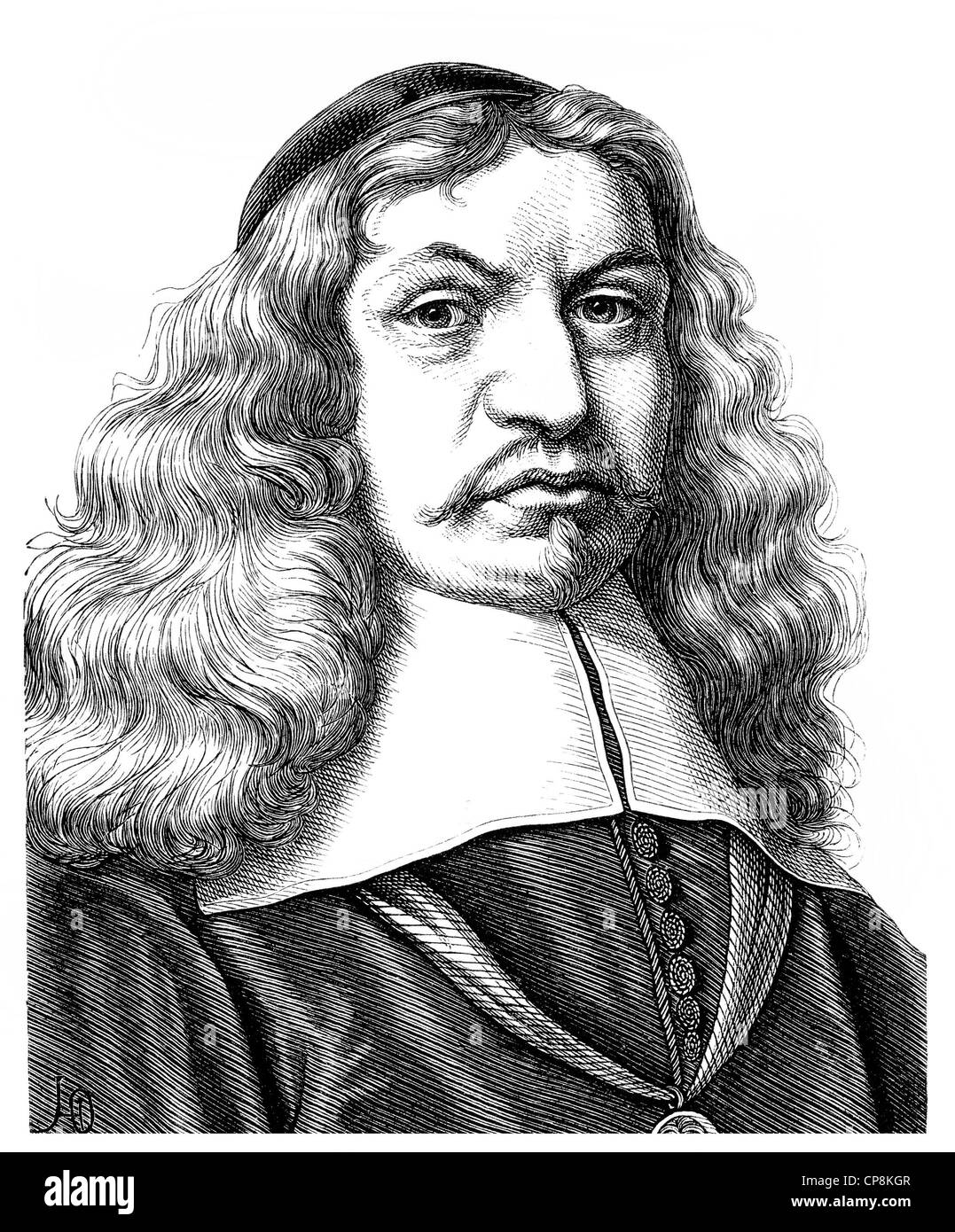 Johann Rist, 1607 - 1667, un poète allemand, un prédicateur protestant luthérien, Historische Mischtechnik aus dem 19. Jahrhundert, Portrai Banque D'Images