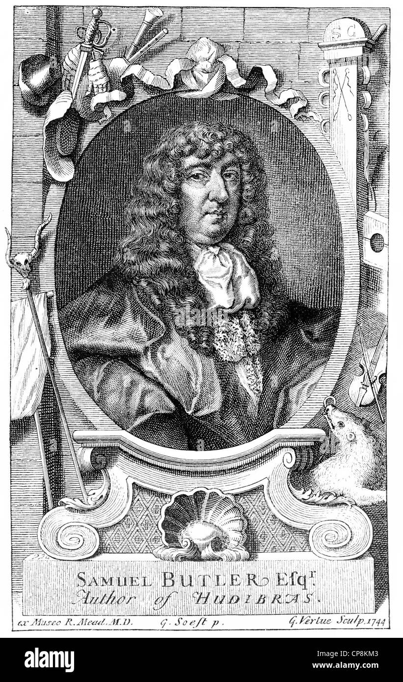 Samuel Butler, 1612 - 1680, un poète anglais, Historische Mischtechnik aus dem 19. Jahrhundert, Portrait von Samuel Butler, 1612 - 1 Banque D'Images