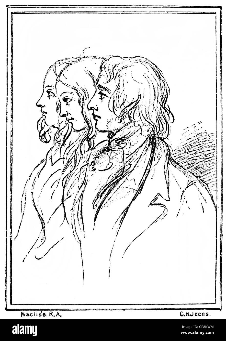 Charles John Huffam Dickens ou Boz, 1812 - 1870, un auteur anglais, avec son épouse et sa belle-sœur, Historische Mischtechnik aus d Banque D'Images