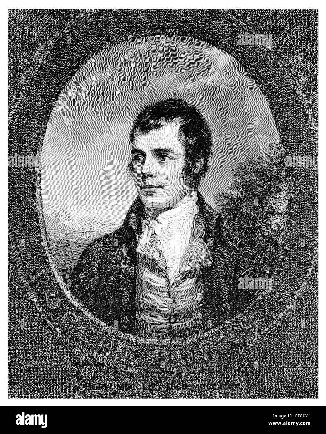 Robert Burns, 1759 - 1796, un poète et écrivain écossais, Historische Mischtechnik aus dem 19. Jahrhundert, Portrait von Robert Burns, Banque D'Images