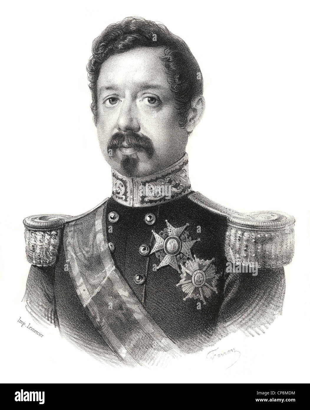 L'homme politique et militaire espagnol Ramón María Na, duc de Valence, gravure sur acier historique du 19ème siècle, Historis Banque D'Images