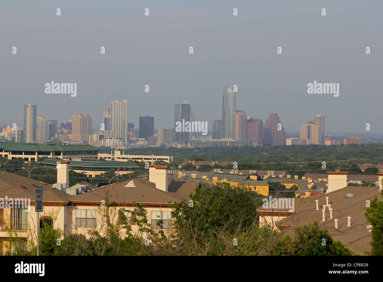 Une vue vers l'horizon d'Austin. Austin, Texas Banque D'Images