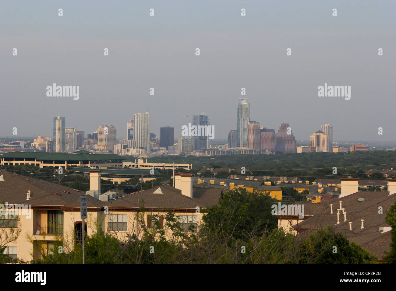 Une vue vers l'horizon d'Austin. Austin, Texas Banque D'Images