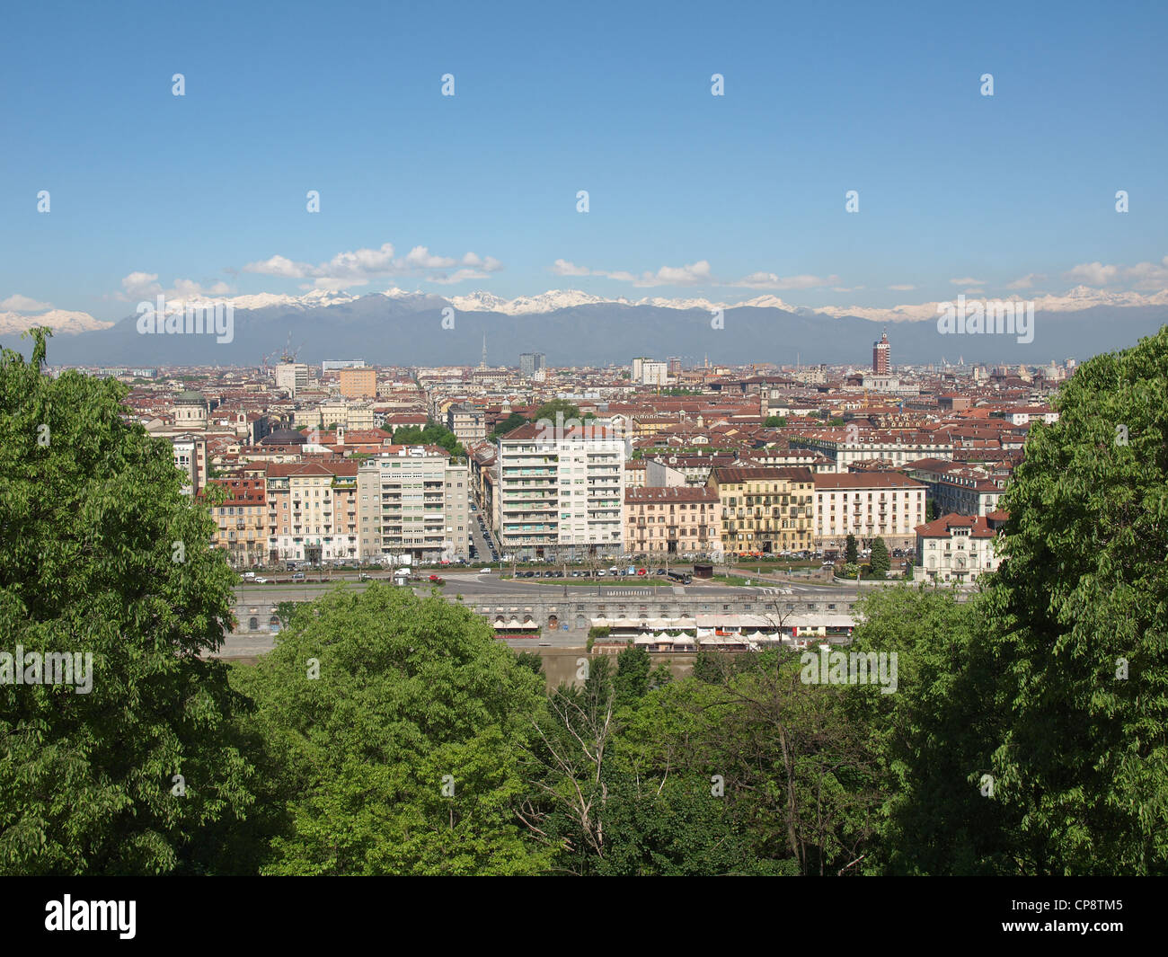 Vue de la ville de Turin Italie des collines Banque D'Images