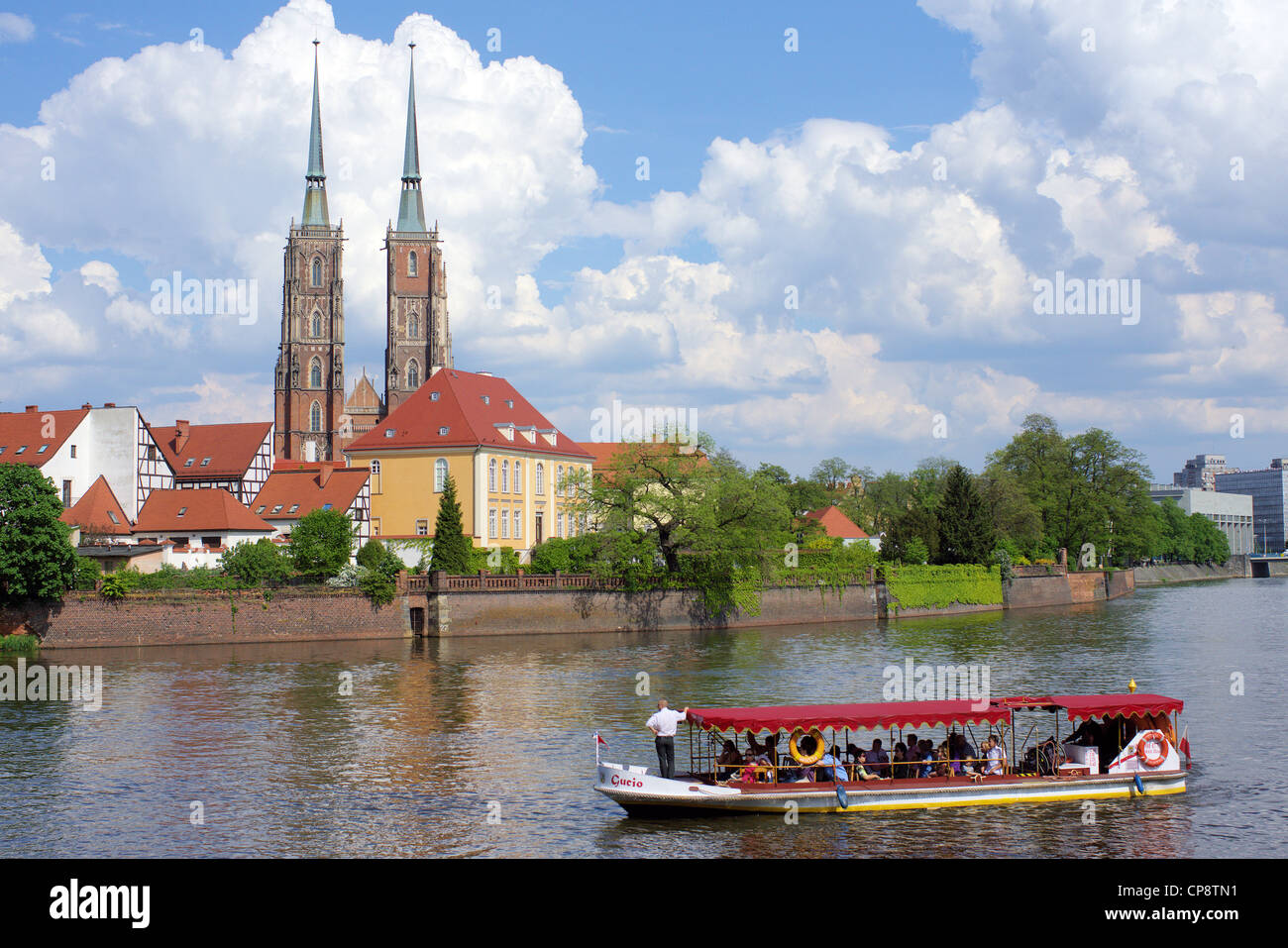 Bateau de croisière sur la rivière Odra Wroclaw Pologne Banque D'Images