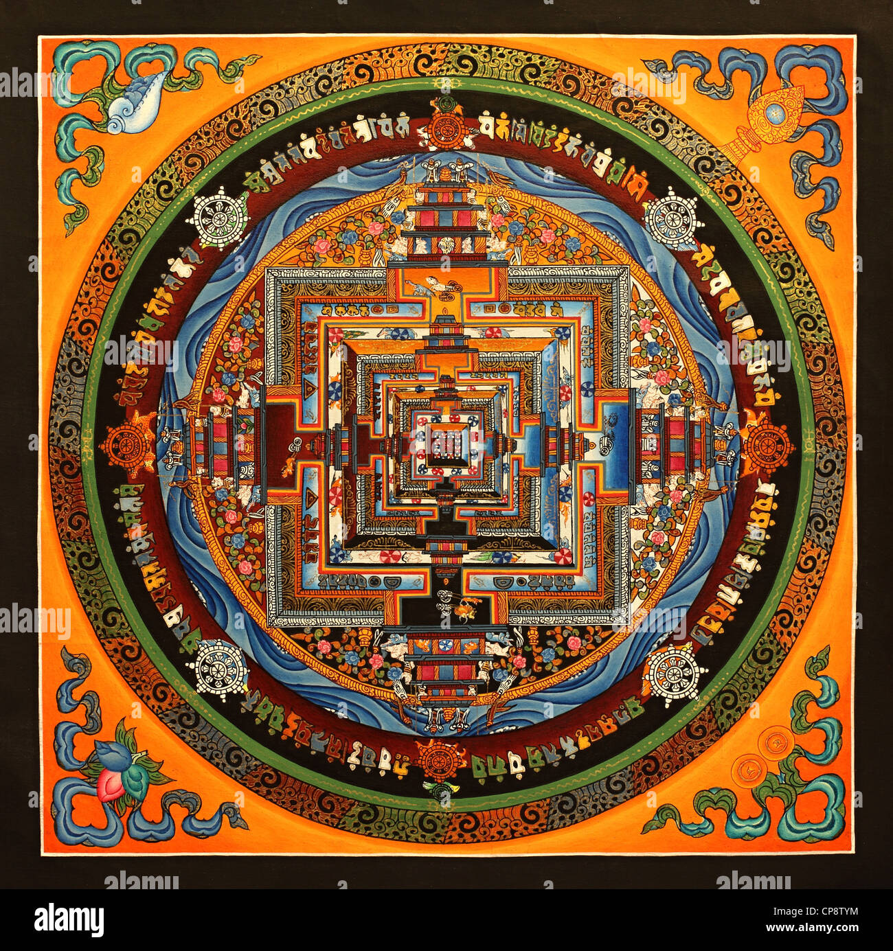 Mandala - Thangka peinture bouddhiste du Népal Banque D'Images