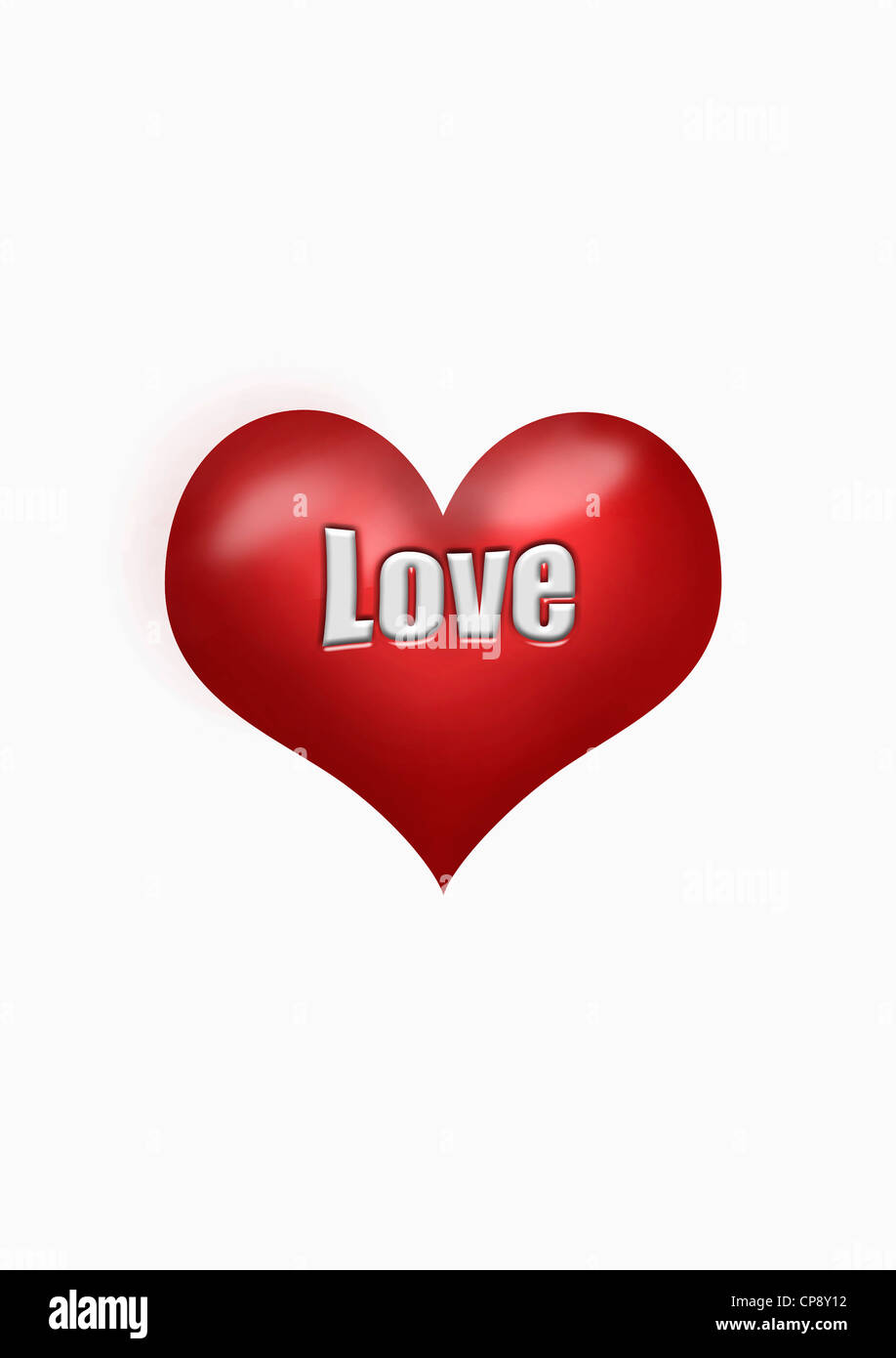 Le symbole de coeur avec texte love against white background Banque D'Images