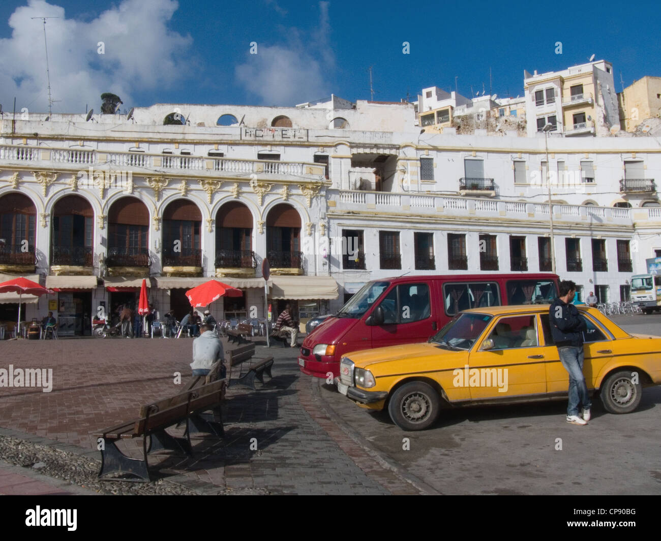 Une vue de l'ouest de la vieille ville de l'Avenue d'Espagne, Tanger Banque D'Images