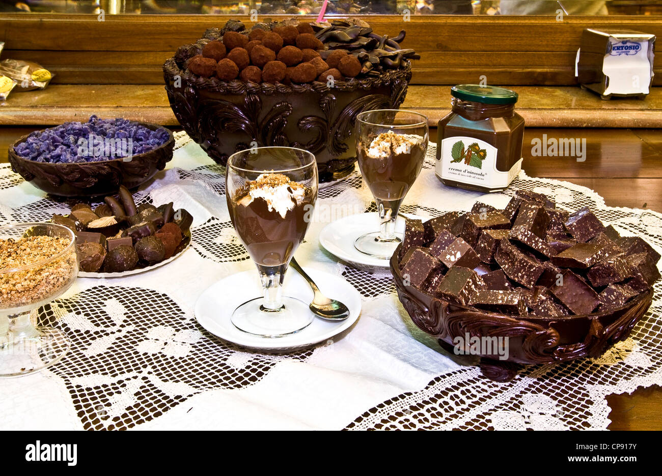 Europe Italie Piémont Turin chocolat de la Pâtisserie Gertosio Banque D'Images