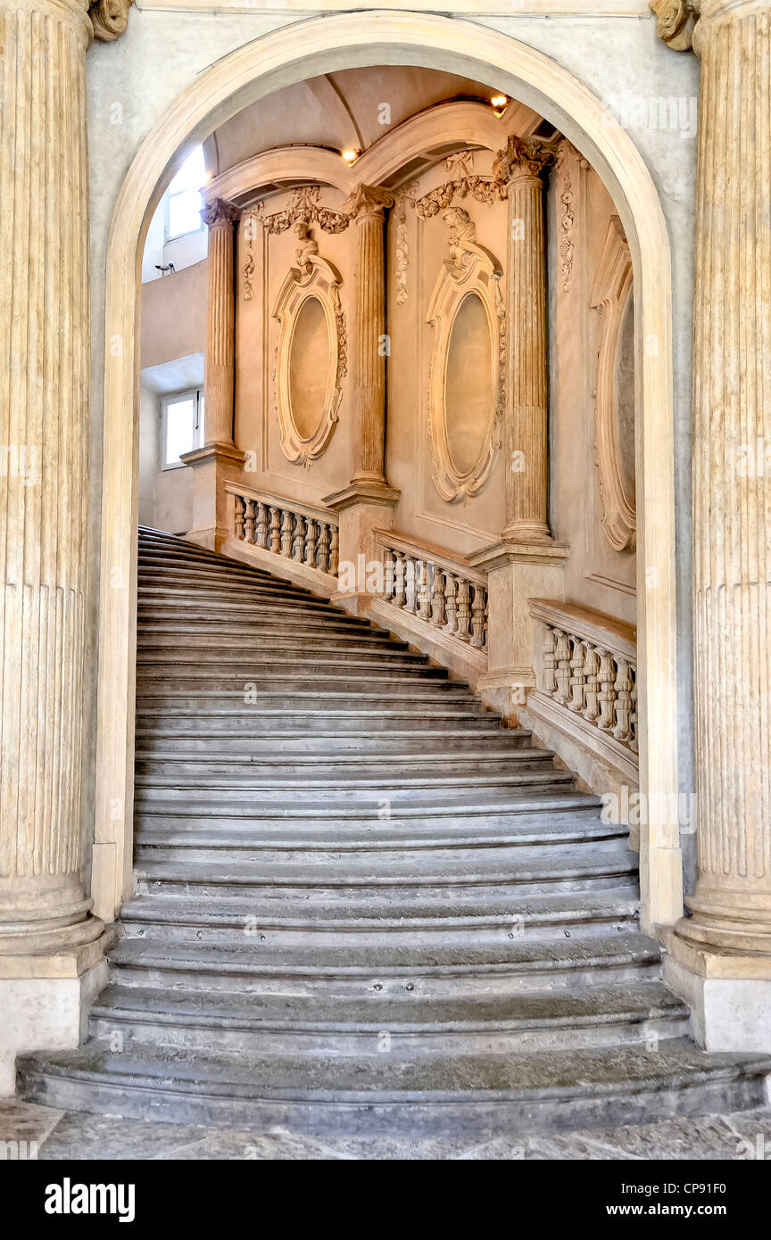 Europe Italie Piémont Turin le Palazzo Carignano en colimaçon Banque D'Images