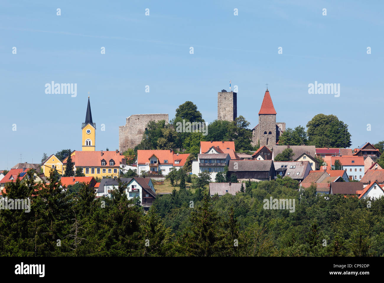 Germany, Bavaria, vue de Leuchtenberg Banque D'Images