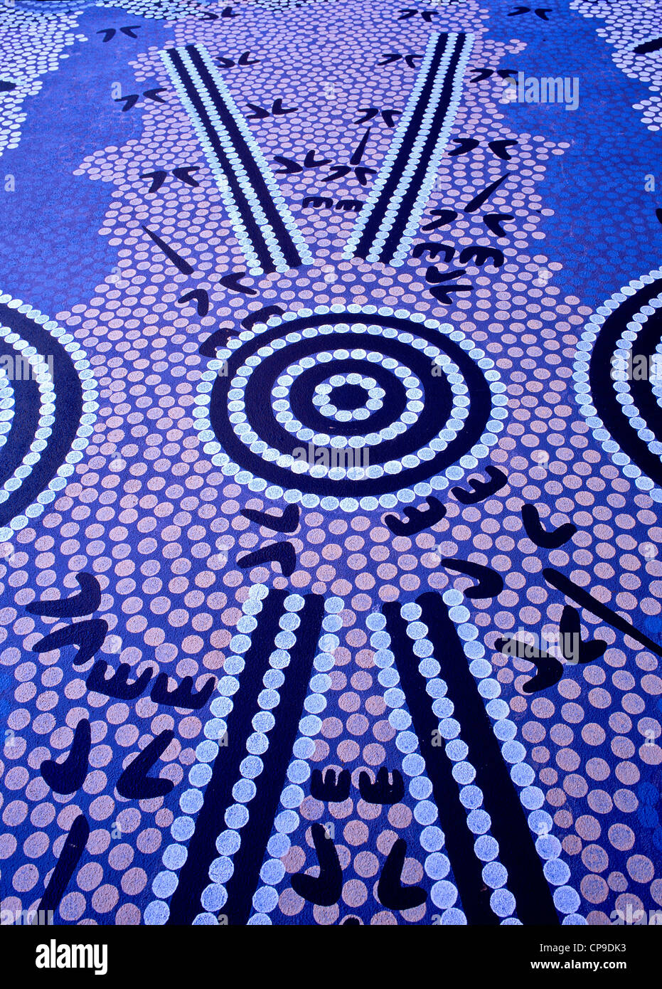 Détail de fresque autochtones, Alice Springs, Australie Banque D'Images