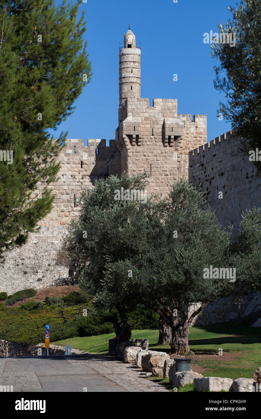 Tour de David, dans la vieille ville sainte de Jérusalem. Israël Banque D'Images