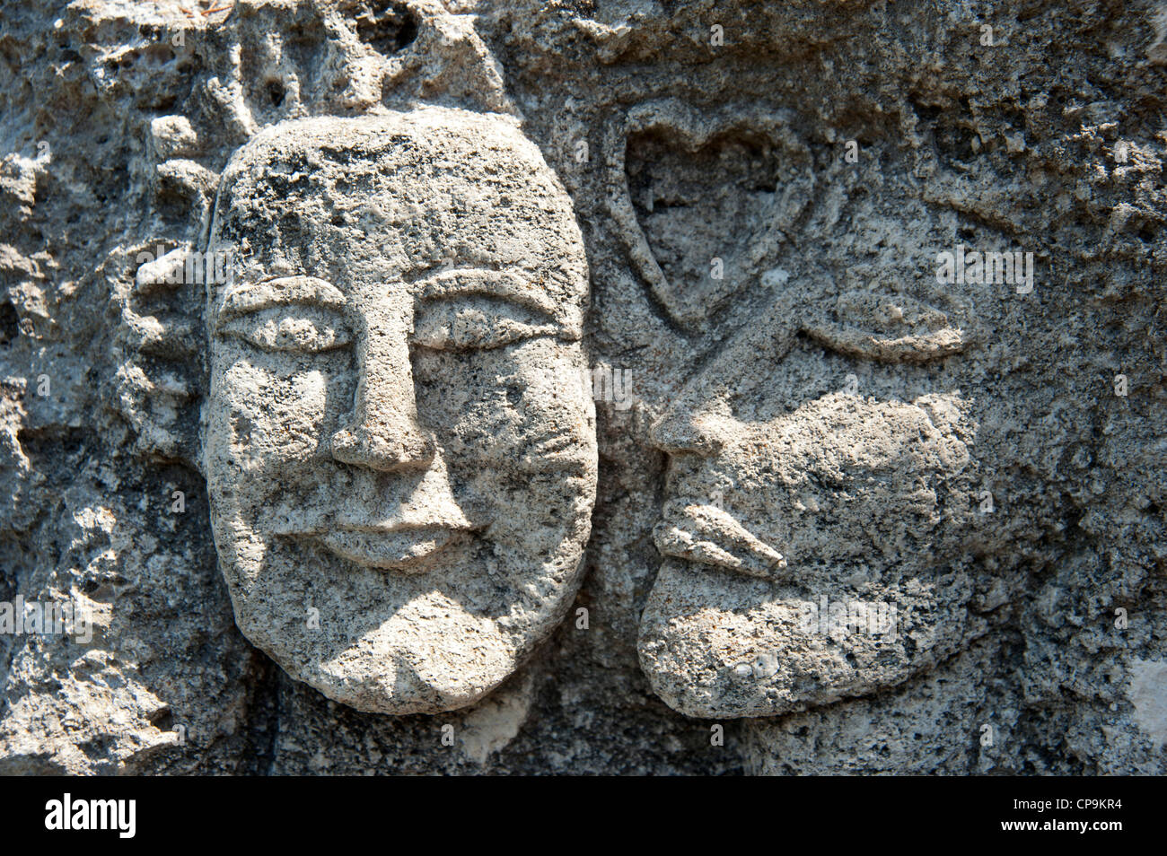 Les sculptures de rock face à Calas Mallorca Espagne criques Banque D'Images