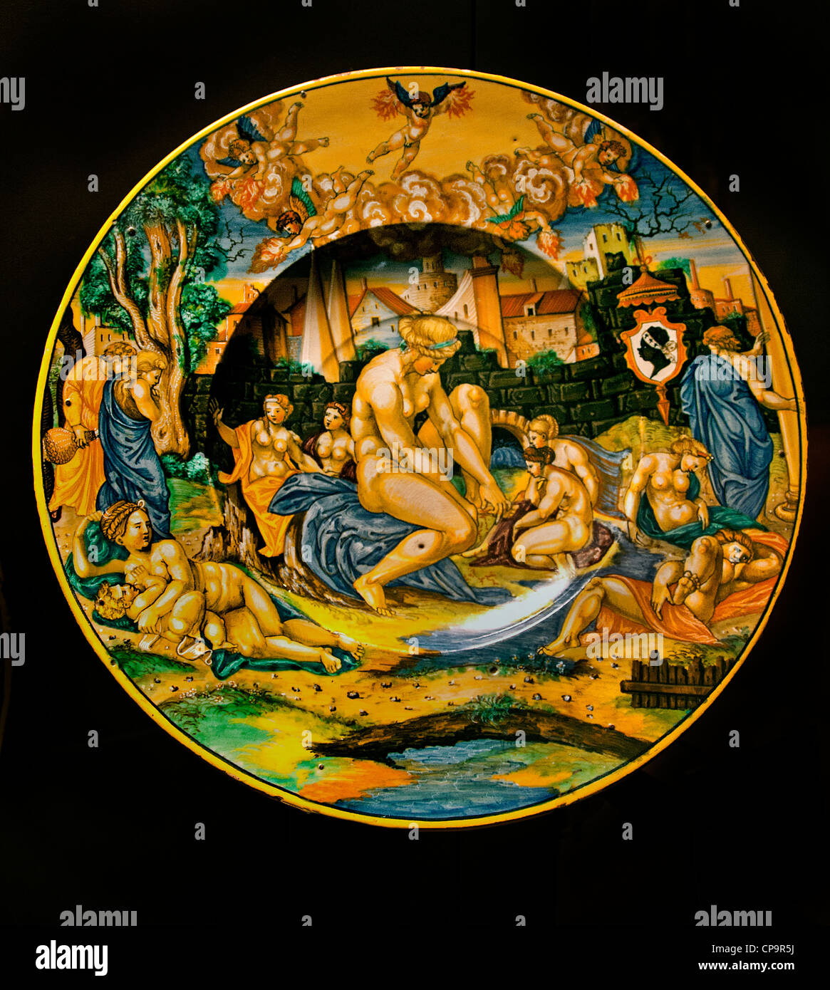 Francesco XANTO Avelli tasse à plat avec les bras de Maria Piero Pucci de Florence tout Rome gravure de Marco Dente Raphael Banque D'Images