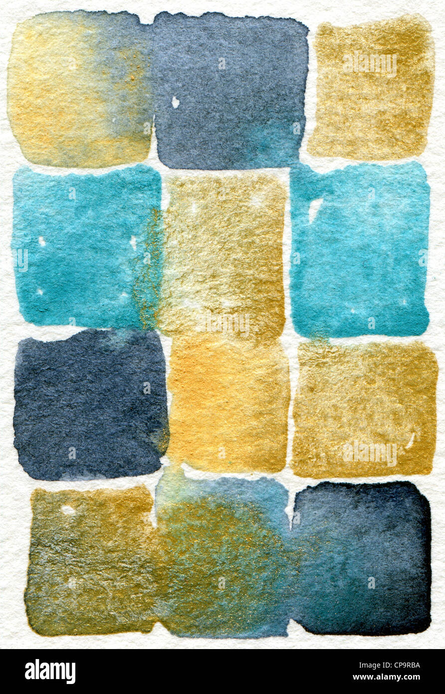L'aquarelle la peinture abstraite en bleu et crème pouvant servir de texture de fond Banque D'Images