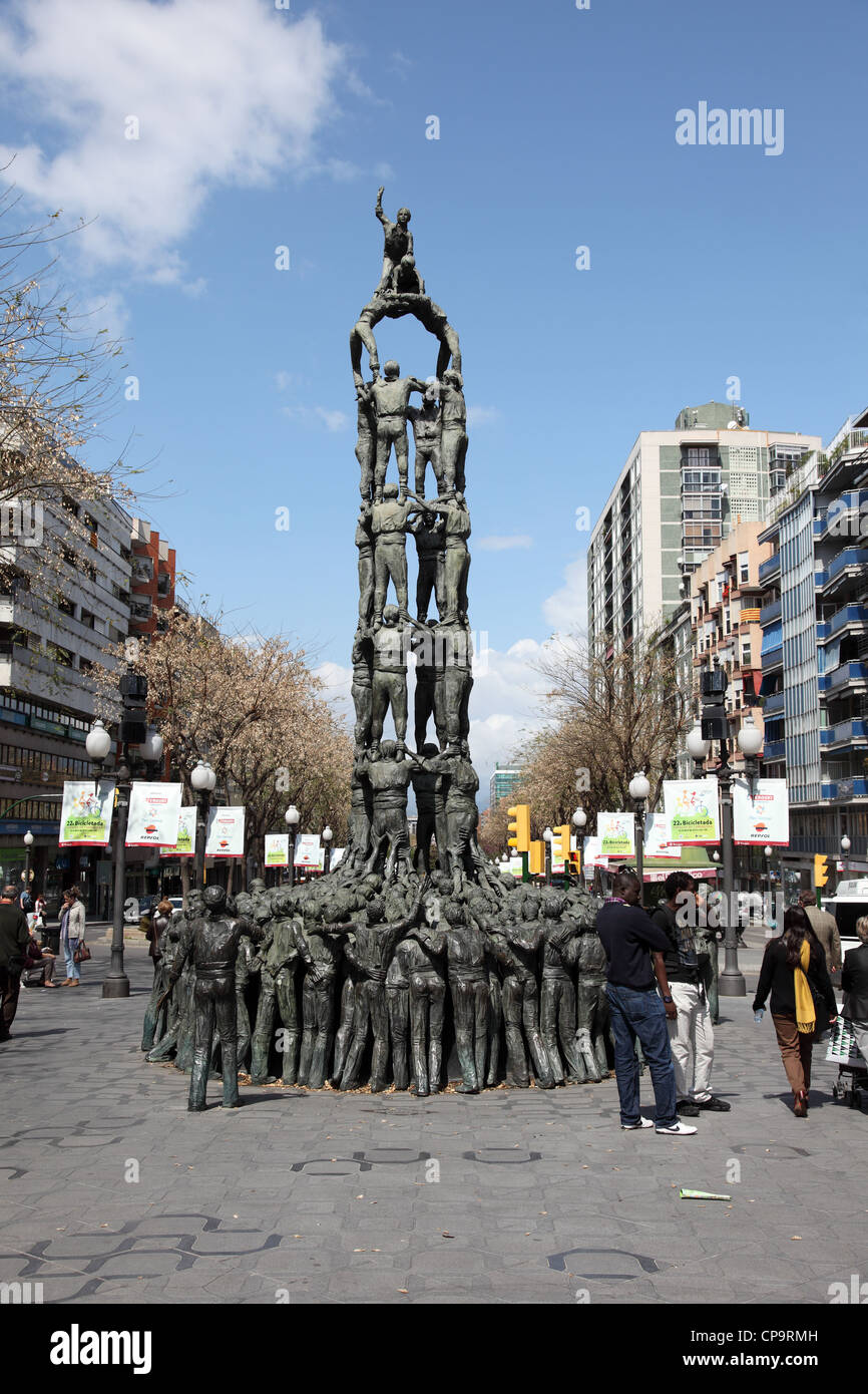 Castellers monument à la ville de Tarragone, en Catalogne, Espagne. Banque D'Images