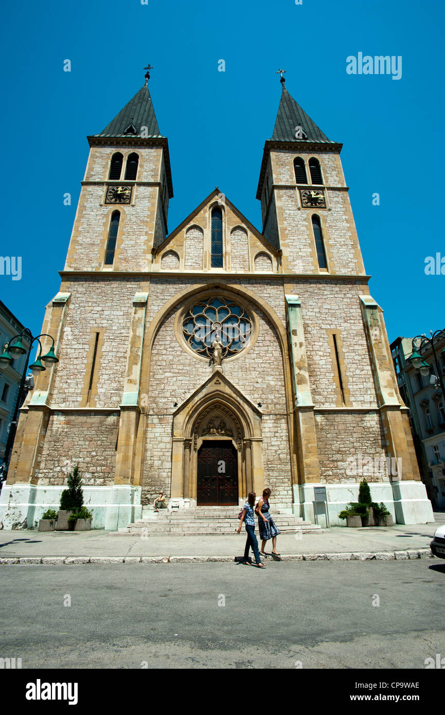 Cathédrale Catholique de Sarajevo. Sarajevo. La Bosnie- Herzégovine. .Balkans Europe. Banque D'Images