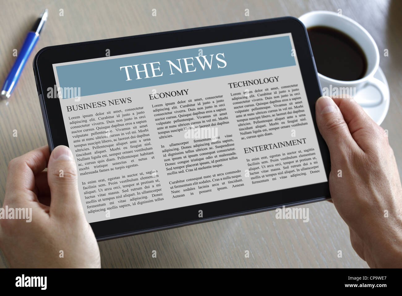 Tablette numérique montrant news Banque D'Images