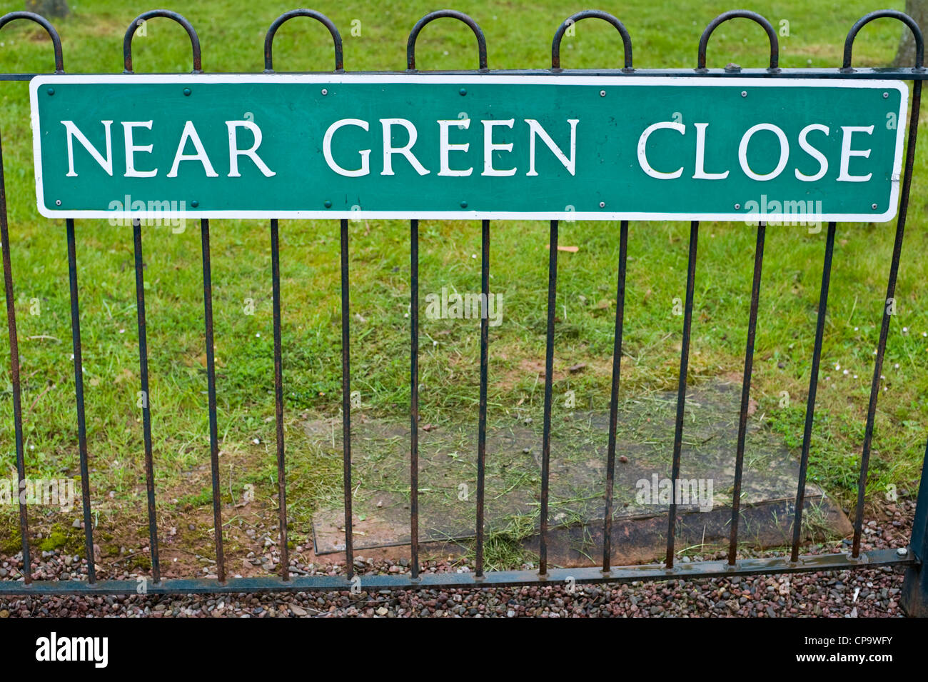 Plaque de rue pour PRÈS DE GREEN Fermer dans le village près de Putley Hereford Herefordshire Angleterre UK Banque D'Images
