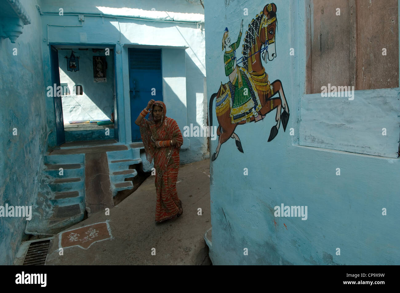 Scène de rue, vieille ville, Udaipur, Rajasthan, Inde Banque D'Images