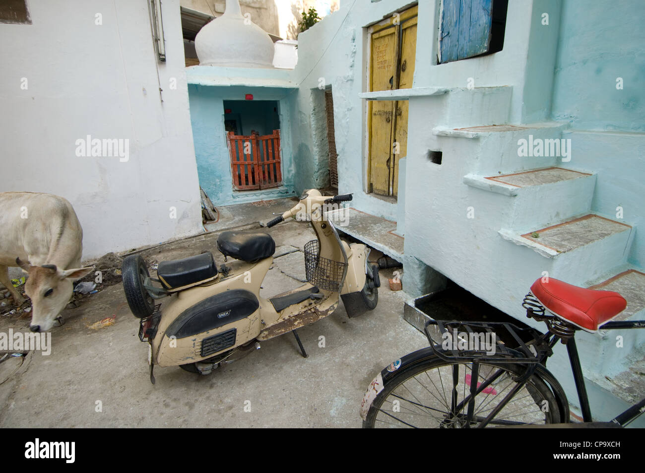 Scène de rue, vieille ville, Udaipur, Rajasthan, Inde Banque D'Images