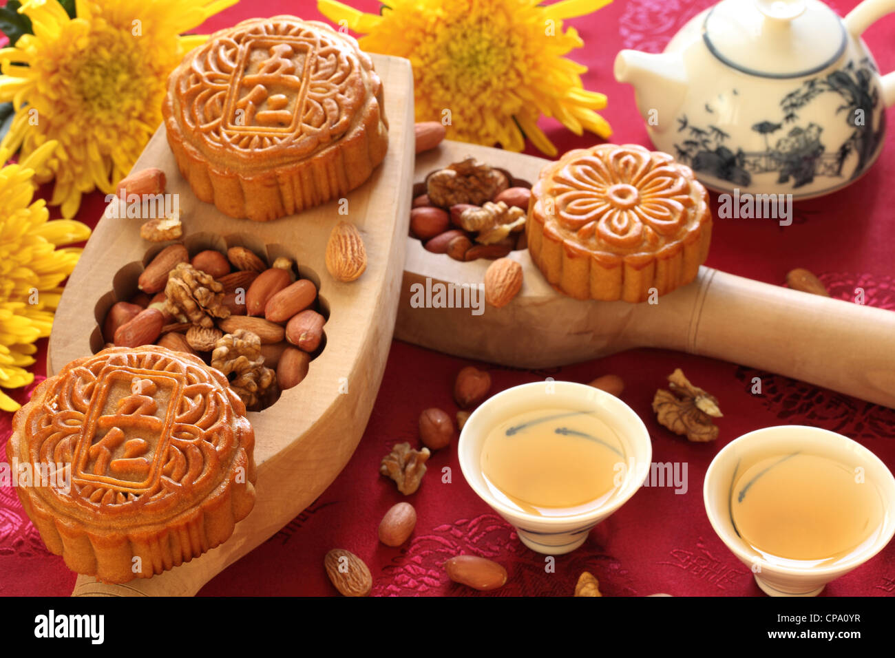 Mid-Autumn Festival chinois nourriture, gâteaux de lune. Banque D'Images