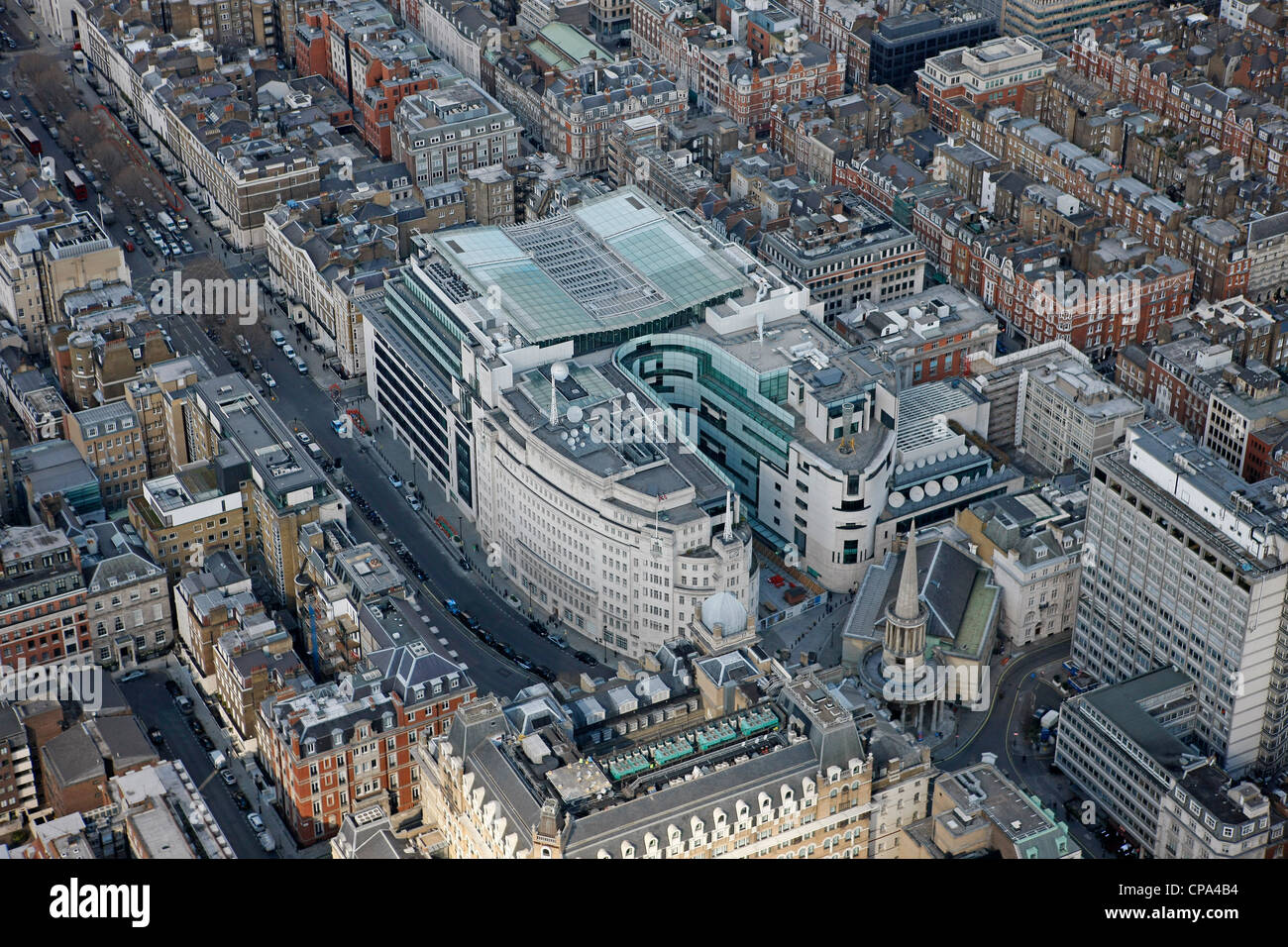 Image aérienne de la BBC radio building à Londres Banque D'Images