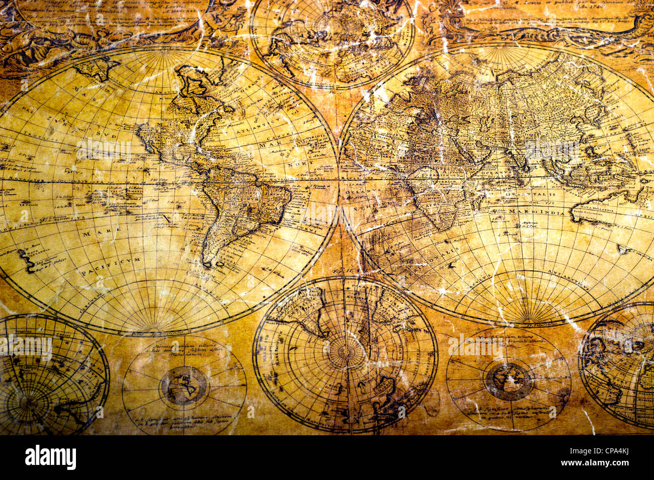 Ancienne carte du monde Banque D'Images