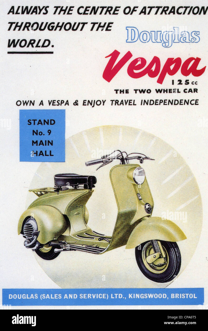 Annonce moto VESPA sur 1970 Banque D'Images