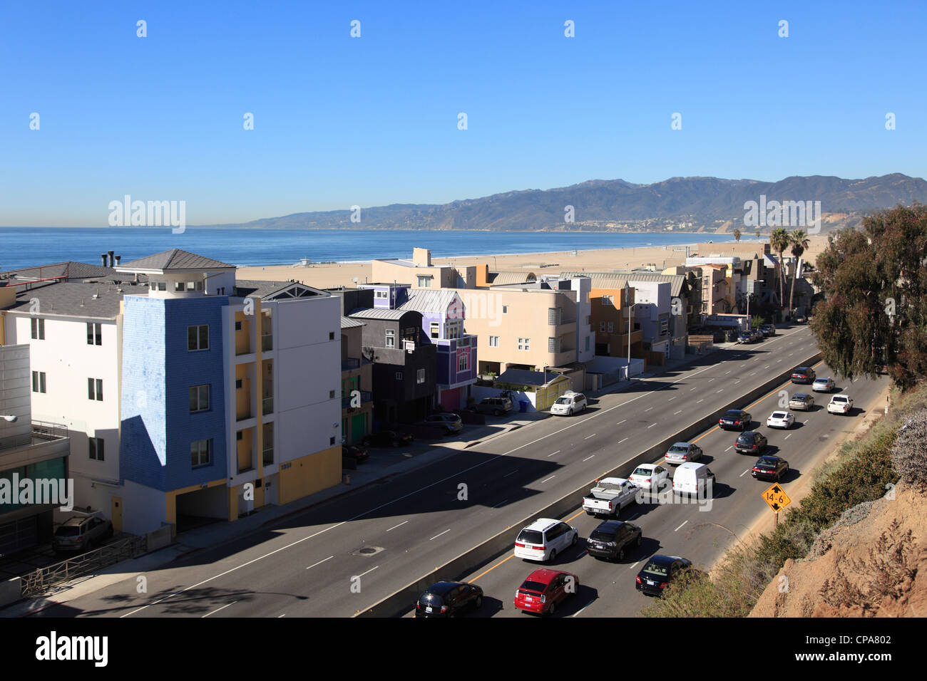 Pacific Coast Highway trafic PCH Santa Monica Los Angeles California USA Banque D'Images