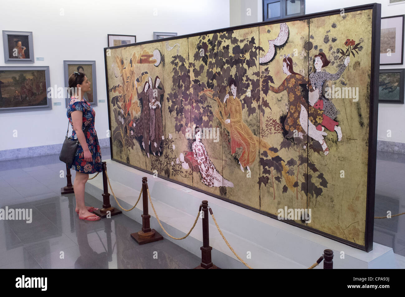 Peinture par Nguyen Gia Tri au Musée des beaux-arts du Vietnam à Hanoi Banque D'Images