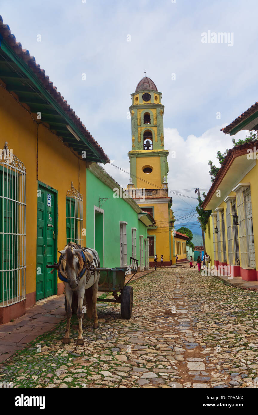 Trinidad, Cuba. Avis de Trinité-street, l'un des sites du patrimoine mondial de LUNESCO depuis 1988. Banque D'Images
