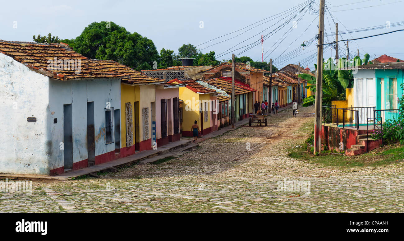 Trinidad, Cuba. Avis de Trinité-street, l'un des sites du patrimoine mondial de LUNESCO depuis 1988. Banque D'Images