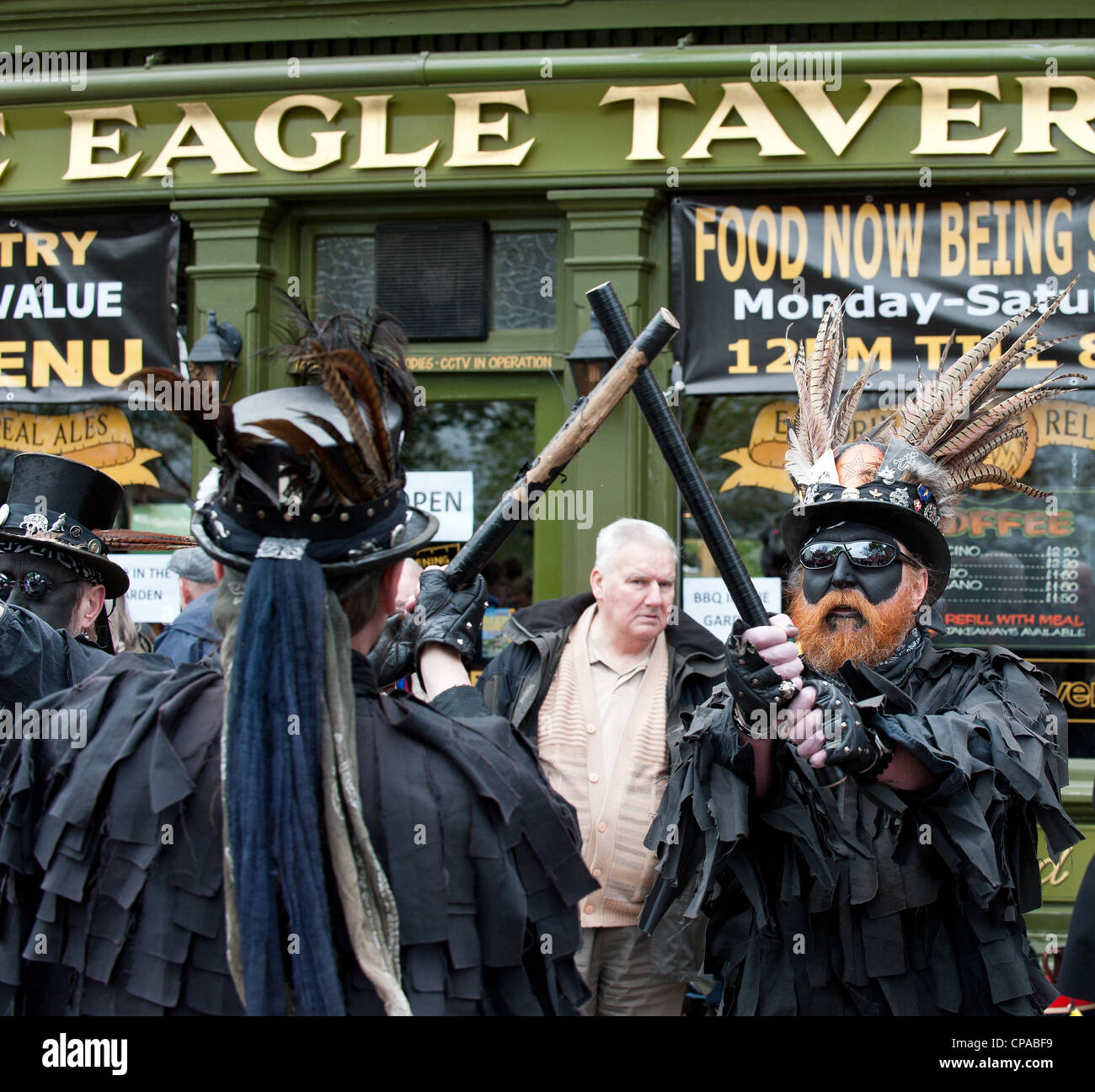 Wolfs Head et Vixen Border Morris dancing aux socs Festival à Rochester Kent Banque D'Images