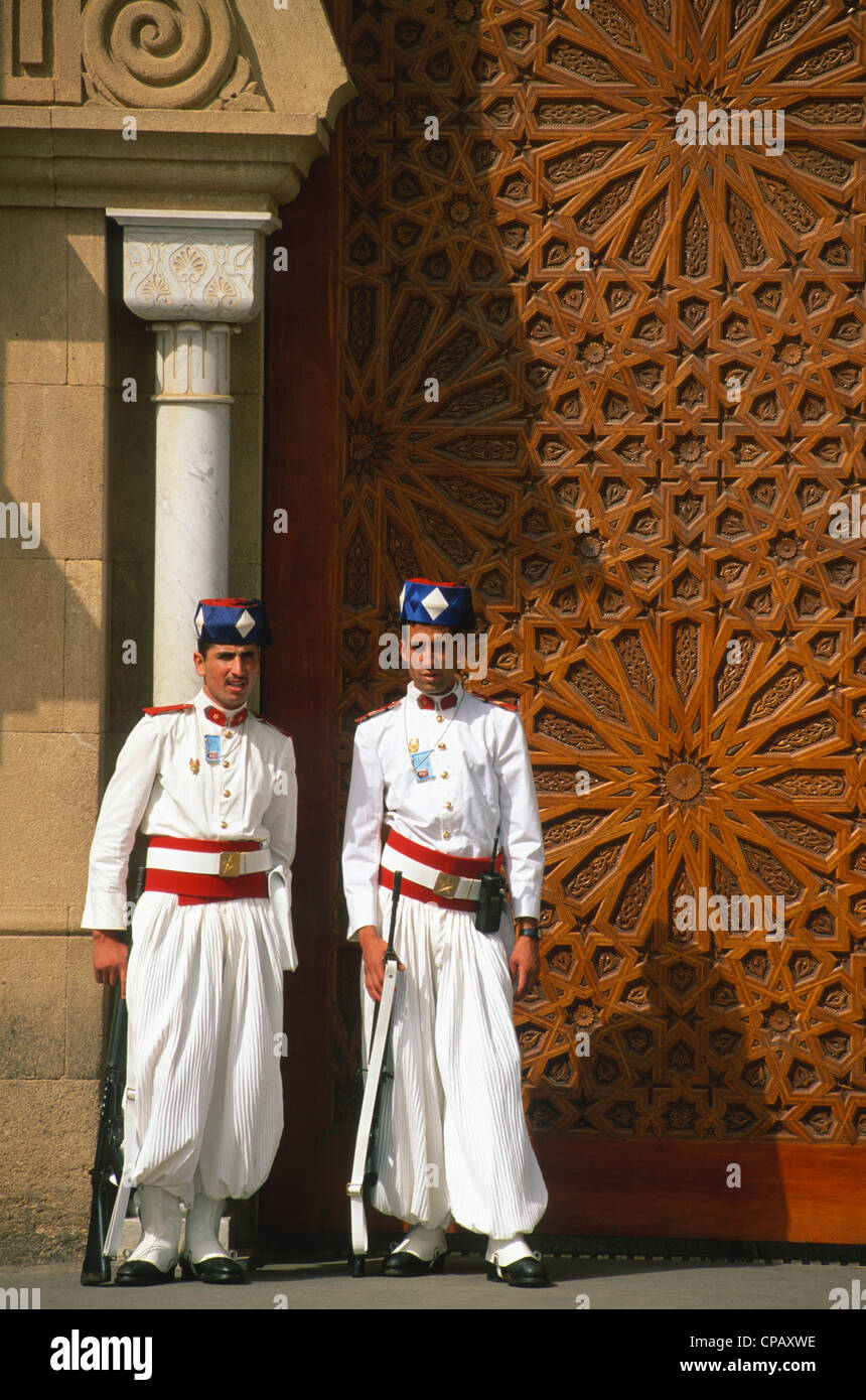 Maroc, Rabat, le Palais Royal, protections, Banque D'Images