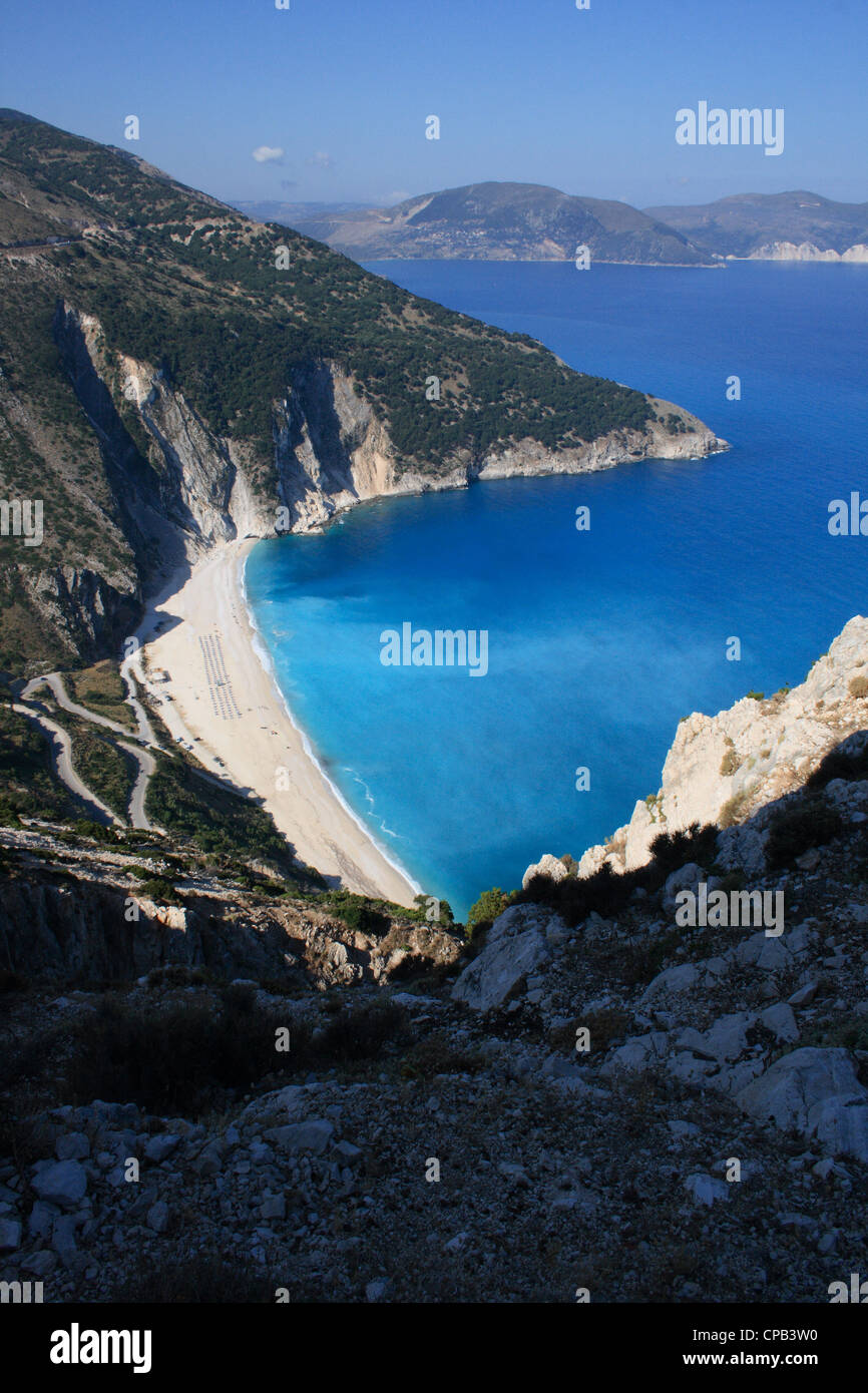 Plage de Myrtos, Kefalonia, Grèce, Îles, Banque D'Images