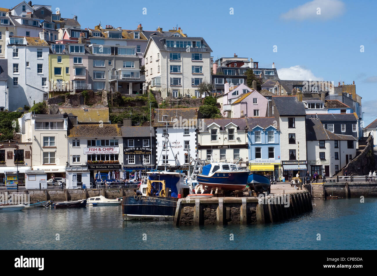Brixham Devon,Port,trawler harvester,à la mer,storm brewing, résumé, fond, bobber, bouée, attraper, close-up, couleur Banque D'Images