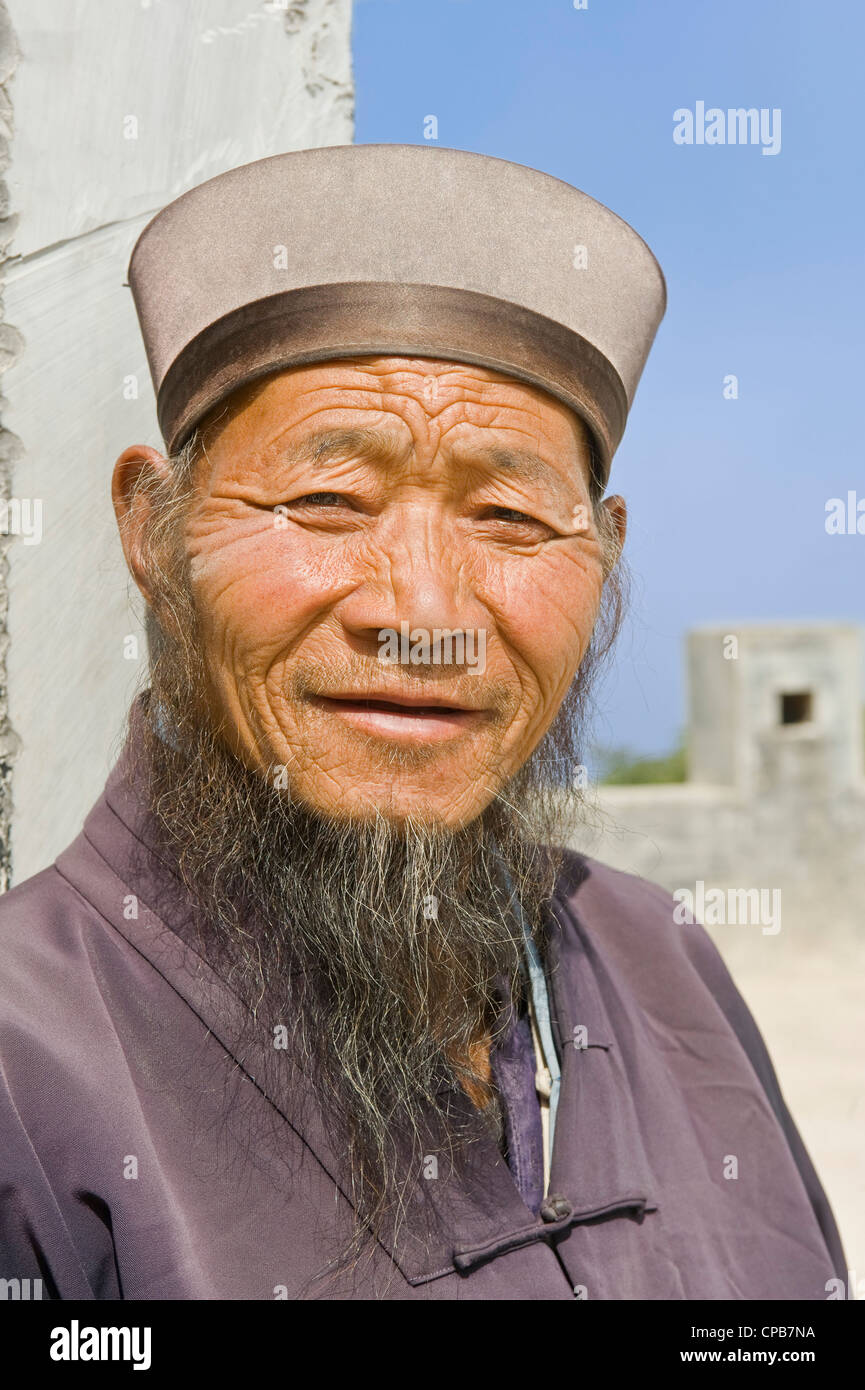 Un prêtre taoïste au Mont Kongtong près de Pingliang ville de Chine. Banque D'Images