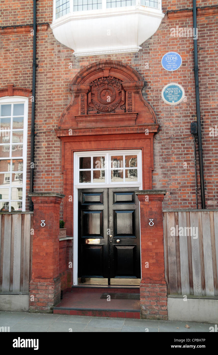 Porte d'entrée 8 Melbury Road, Kensington, London W8, UK ancien domicile de l'artiste Marcus Stone & film director Michael Powell. Banque D'Images