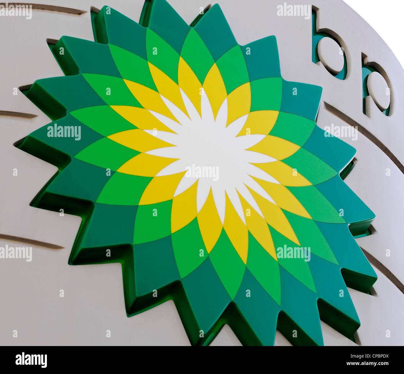 BP Signe, Close Up, UK. Banque D'Images