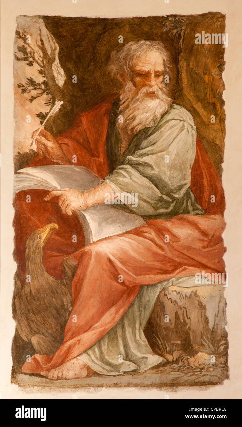 Rome - st. Jean l'Évangéliste à l'écriture de l'Apokalypse sur l'île de Patmos Banque D'Images