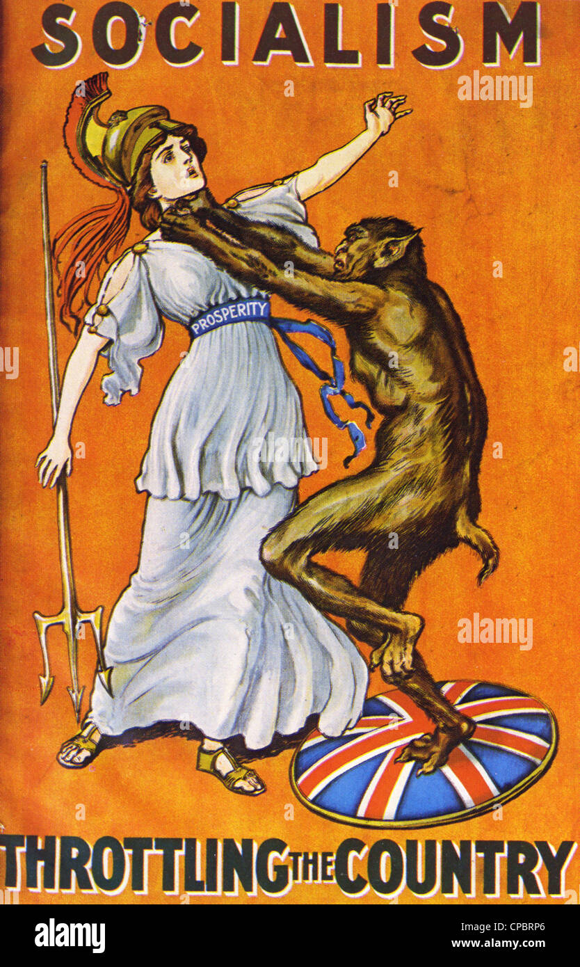 Le PAYS DE LA RESTRICTION LE SOCIALISME Parti conservateur britannique poster 1909 Banque D'Images