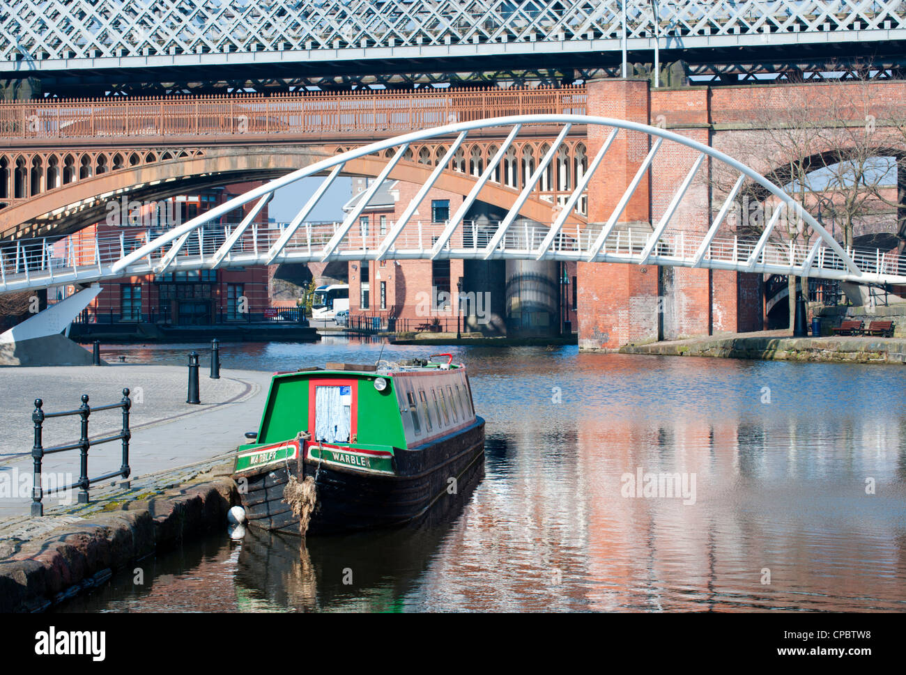Pont des marchands dans le Castlefield & le canal de Bridgewater, Manchester, Angleterre, RU Banque D'Images